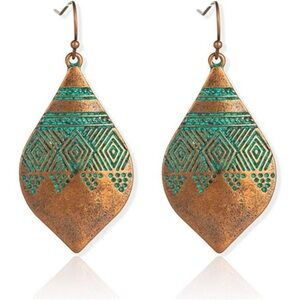 Vintage Hammered & Engraved Boho Earrings | Antique Silver & Brass Drop Dangles